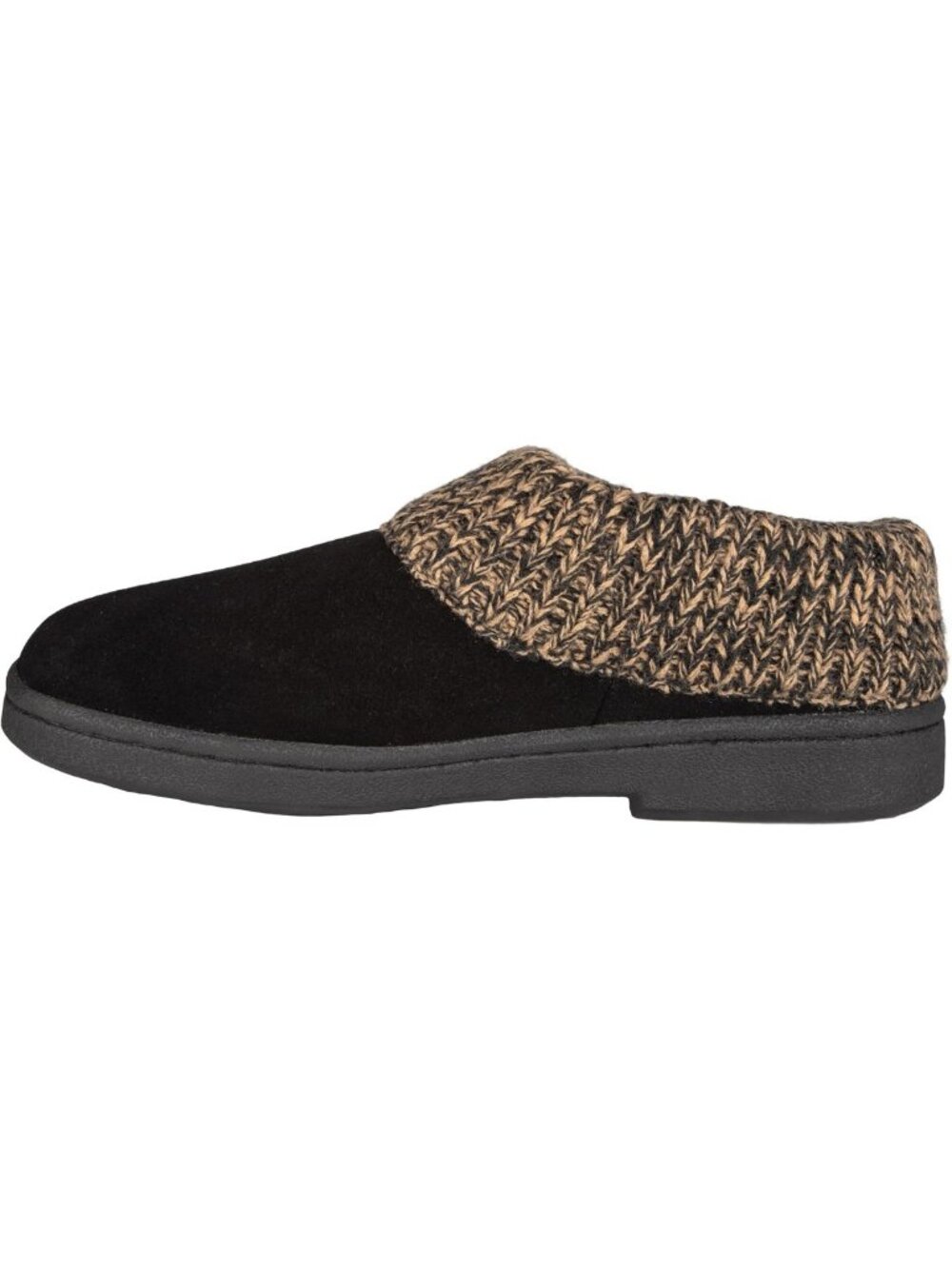 Cozy Suede Leather Clog Slippers with Knitted Collar & Plush Faux Fur Lining